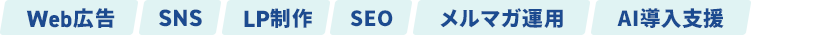 Web広告 SNS LP制作 SEO メルマガ運用 AI導入支援